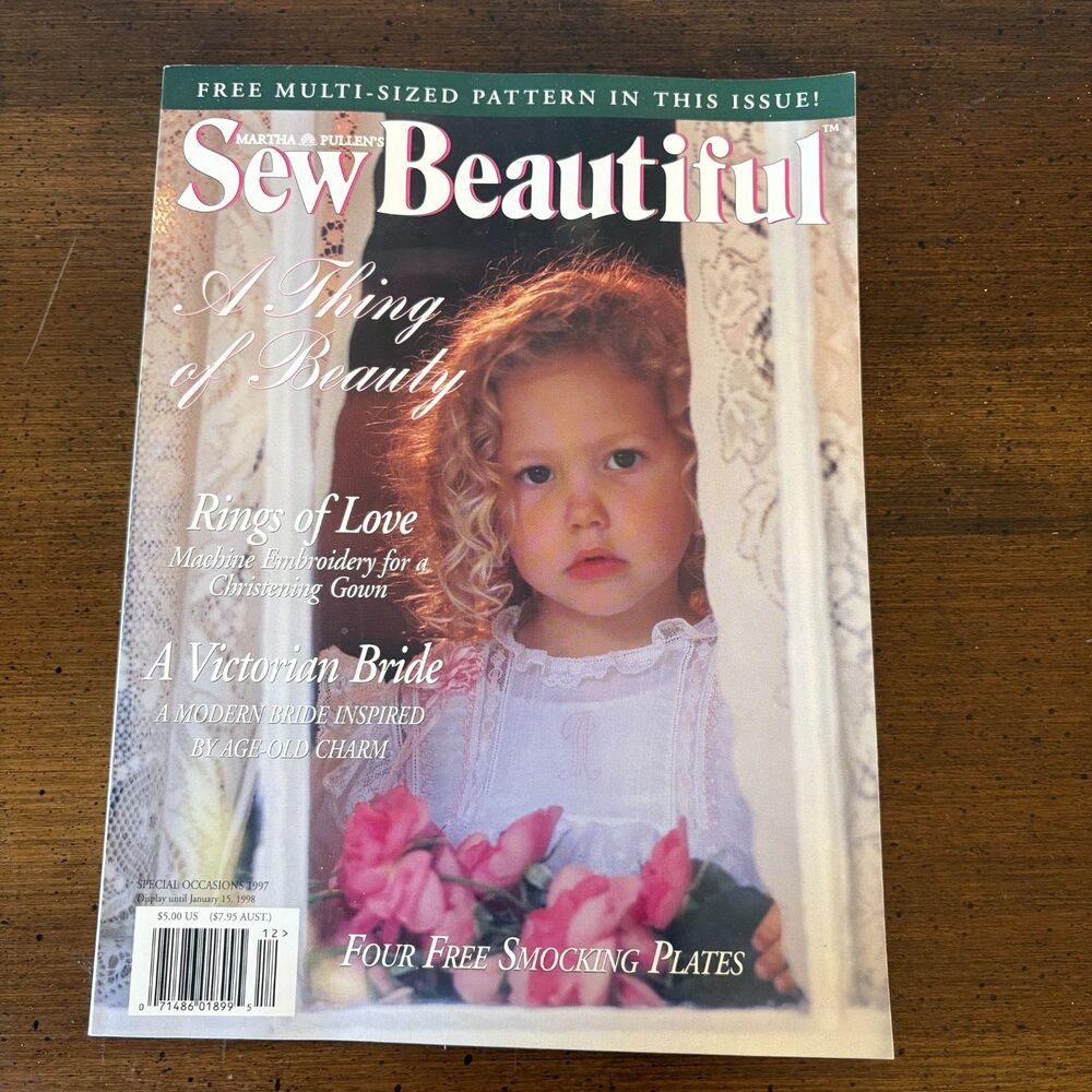 Sew Beautiful Magazine Heirloom Sewing Smocking Doll Dress Free Pattern 1997